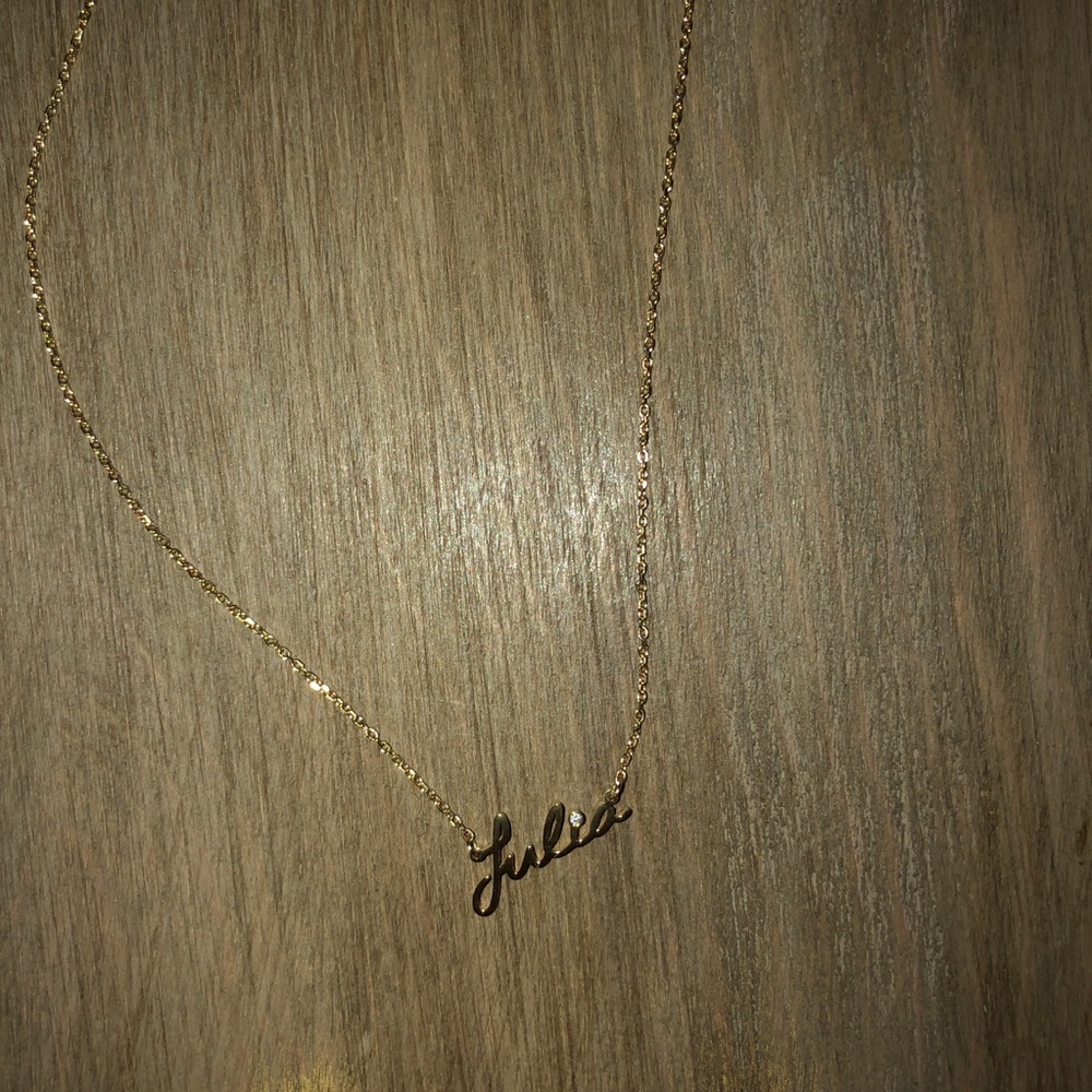 JULIA NAME NECKLACE - GOLD FILLED 16” CZ STONE